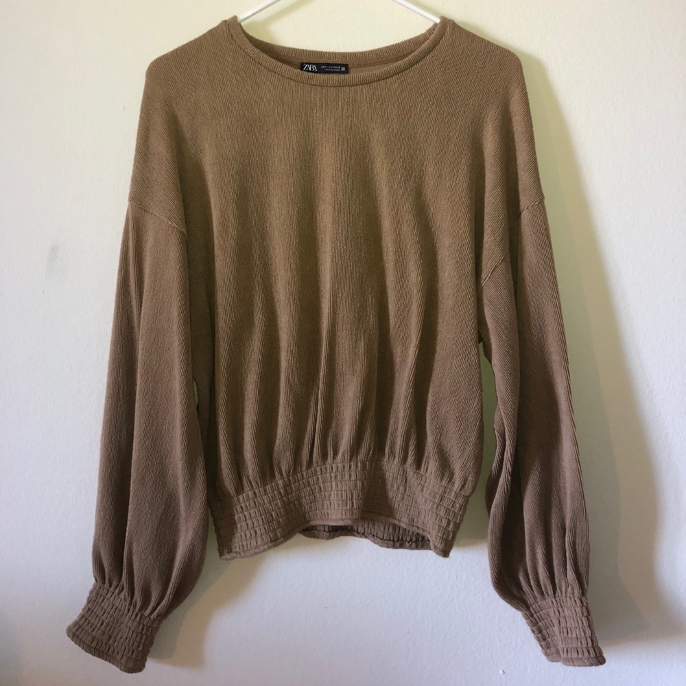ZARA Brown Corduroy Long Sleeve Top